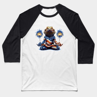 Patriot Bearded Dragon Meditation Baseball T-Shirt
